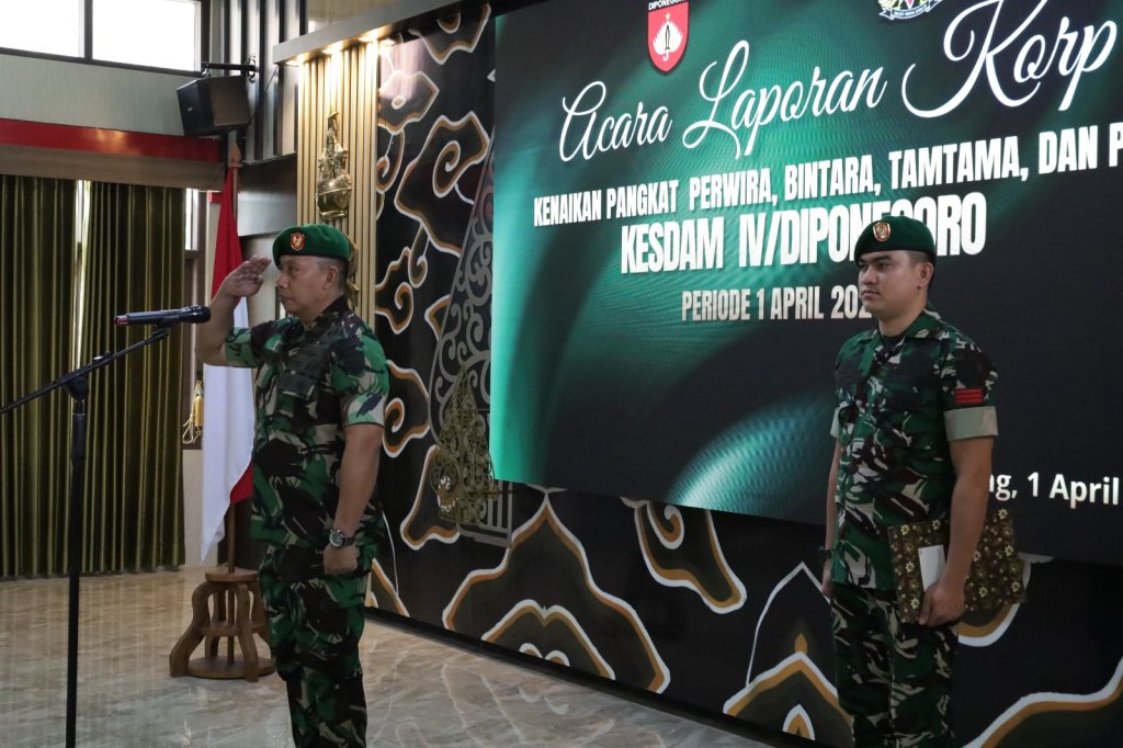 Kenaikan Pangkat Perwira, Bintara, Tamtama, Dan PNS Kesdam IV/Diponegoro Periode 1 April 2025